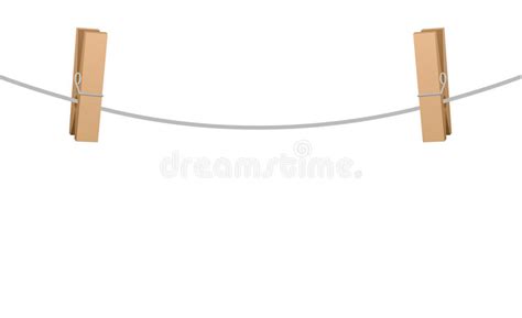 Two Clothespins On Clothesline Rope Stock Vector Illustration Of