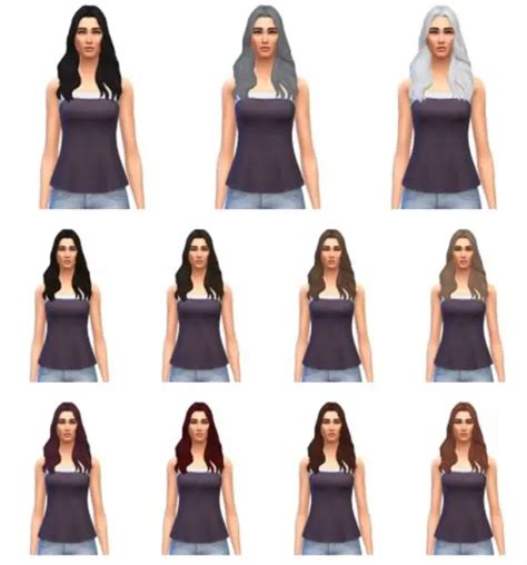 Busted Pixels Long Wavy Parted Hairstyle Sims 4 Hairs
