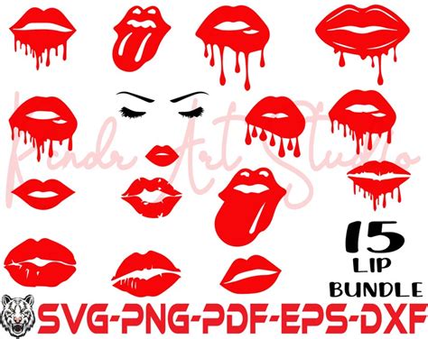 Lips Svg Lips Bundle Svg Kiss Bleeding Lips Biting Lips Etsy