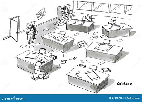 Chaotic Office Has Seen Downturn Stock Illustration Illustration Of