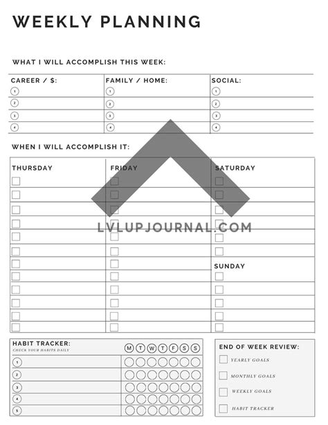 Printable Weekly Planning Worksheet Goal Setting Passion Planning Etsy