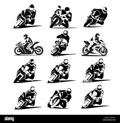 Motorcycle Racer Vector Set Eps 10 Moto Gp Icons Stock Vector Image