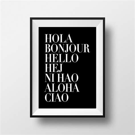 Hola Bonjour Hello Typography Digital Print By Infinitetype Typography Typography Prints
