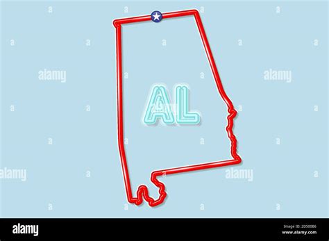Alabama Us State Bold Outline Map Vector Illustration Stock Vector