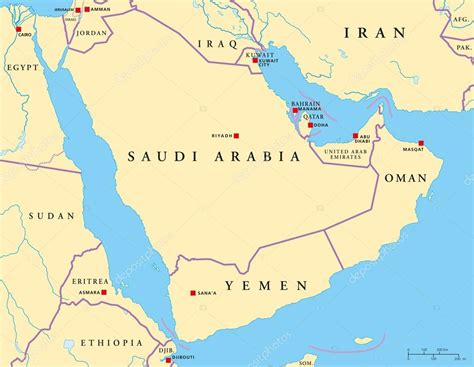 Politická Mapa Arabský Poloostrov — Stock Vektor © Furian