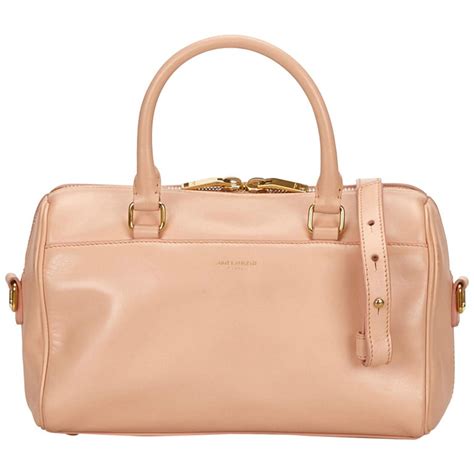 Vintage Authentic Ysl Pink Leather Classic Baby Duffle Bag France W