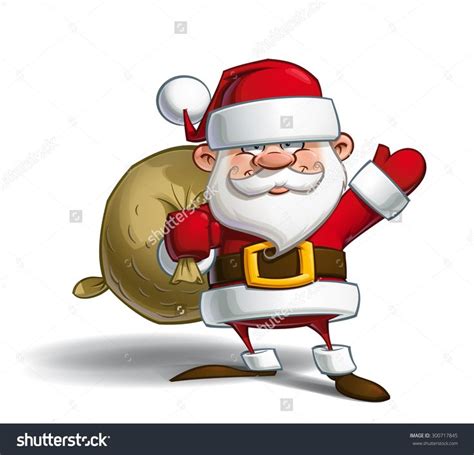Cartoon Vector Illustration Of A Happy Santa Claus Holding A T Sack