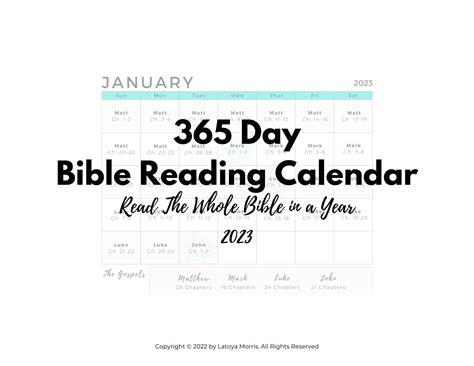 2023 Bible Reading Calendar Printable Bible Reading Plan Etsy