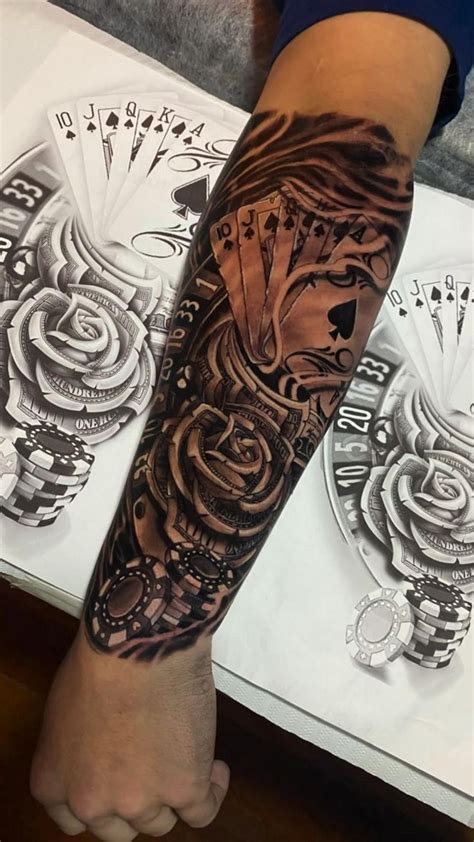 Tatuagem De Cartas De Baralhos Tatuagem De Jogos Tatuagem De Baralho E Rosa Tatuagem