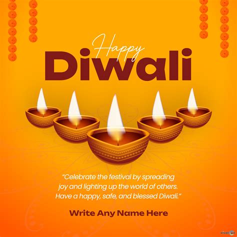 Happy Deepawali Diwali Greeting Card Photo With Name Fireworks Hot
