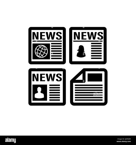 Vector Black Newspaper Icons Set On White Background Icon Of News