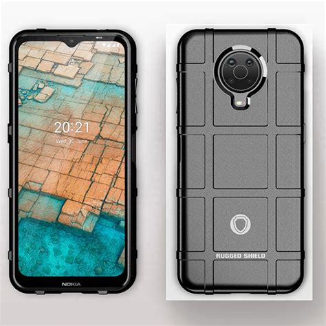 Nokia G10 G20 Shock Proof Rugged Square Grid Tpu Back Case Cover Gray