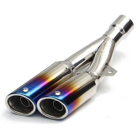 38mm 51mm Muffler Exhaust Tail Pipe Double Twin Tip Steel Motorcycle