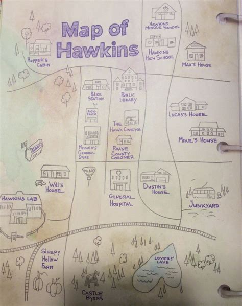 Map Of Hawkins Indiana From Netflix Series Stranger Things 🎈🥰