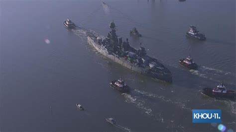 Texas Battleship Begins Journey For 35 Million Repairs