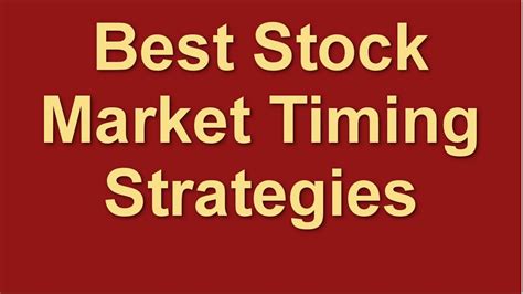 A pragmatic strategy for angel and venture. Best Stock Market Timing Strategies | Stock Market Entry ...