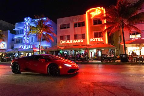 Free Images Night Sign Tourism Neon Sports Car Illuminated Supercar Hotel Miami Land