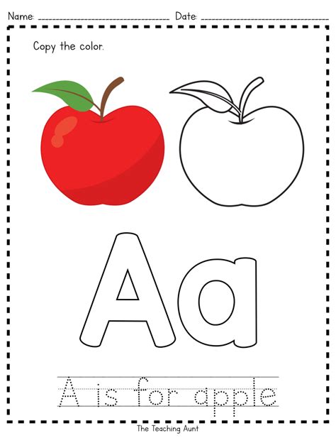 A Is For Apple Paper Pasting Activity The Teaching Aunt Preschool