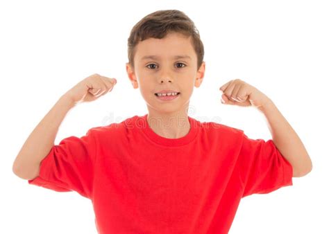151 Boy Showing His Muscles Isolated White Stock Photos Free