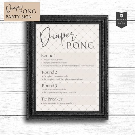 Diaper Pong Baby Shower Game Baby Shower Activity Instant Etsy