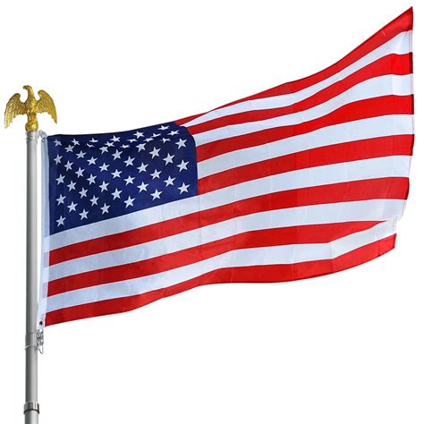 20 25 ft flag pole aluminum flagpole kit 3x5 american us flag fly outdoor ebay