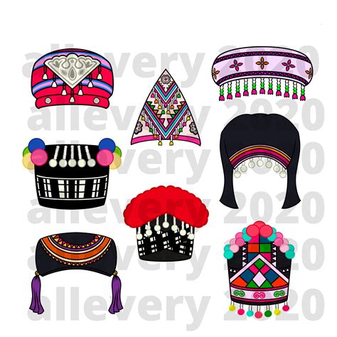Hmong Hats For Women 8 Pack Png Svg  Hmong Digital Etsy Australia