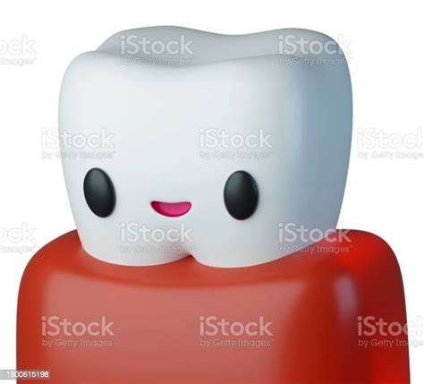 Cartoon Cute Tooth Gums Character 3d Rendering Illustration Dental