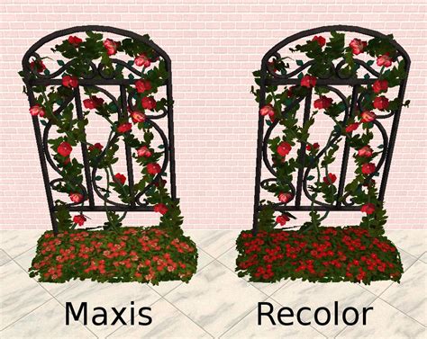 Mod The Sims Synthetic Iron Trellis Flower Recolor