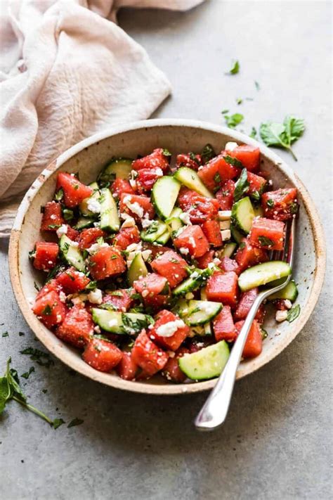 15 Minute Watermelon Basil Salad With Feta The Movement Menu