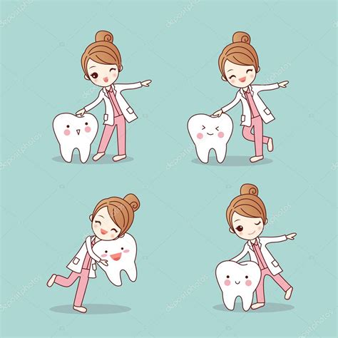 cartoon dentist doctor with tooth — stock vector © etoileark 124917982