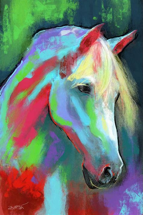 Pastel Painterly Colorful Horse Painting Large Canvas Prints Etsy