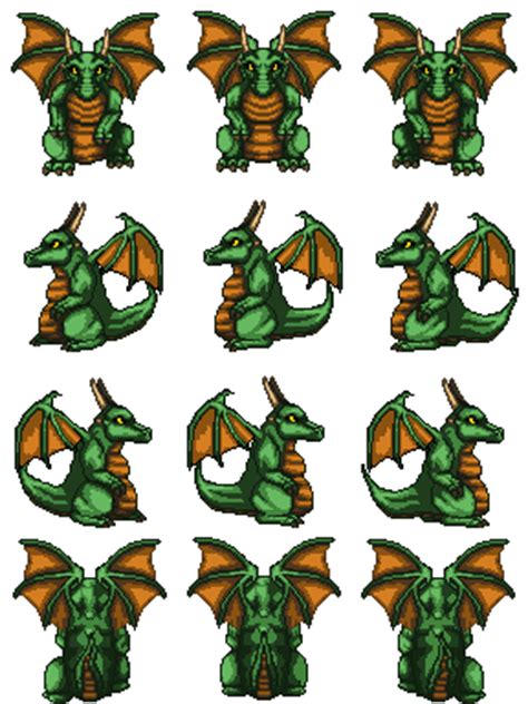 At any time you can bring up the menu screen by pressing the 'a' button, as long as you are not facing any objects that are also activated by the 'a' button. Upright walking dragon sprite 1 - RPG TileSet Free Curated ...