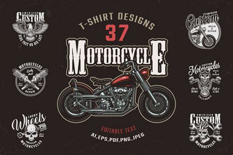37 Vintage Custom Motorcycle Emblems Vector Design