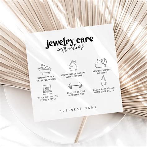 Editable Jewelry Care Card Template Diy Care Guide Add Your Etsy