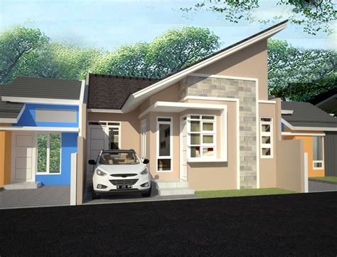 rumah atap miring minimalis ptdesain griya indonesia desain rumah