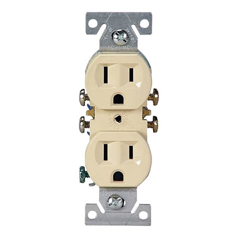Standard Duplex Outlet Ivory 2 Pole 3 Wire Grounding