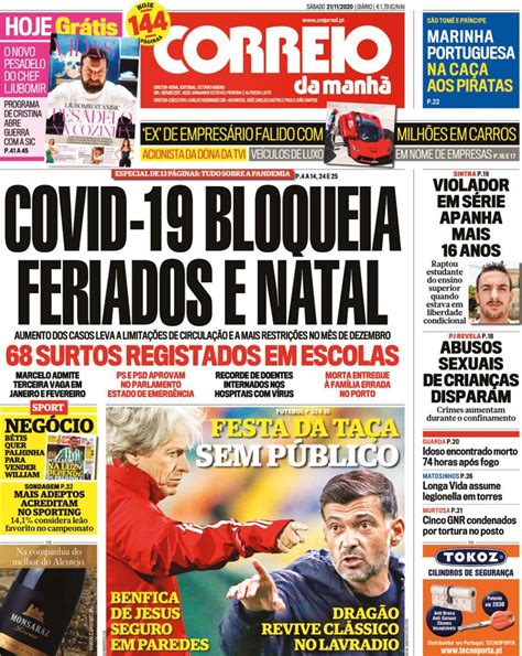 Capa Correio Da Manhã 21 Novembro 2020 Capasjornaispt