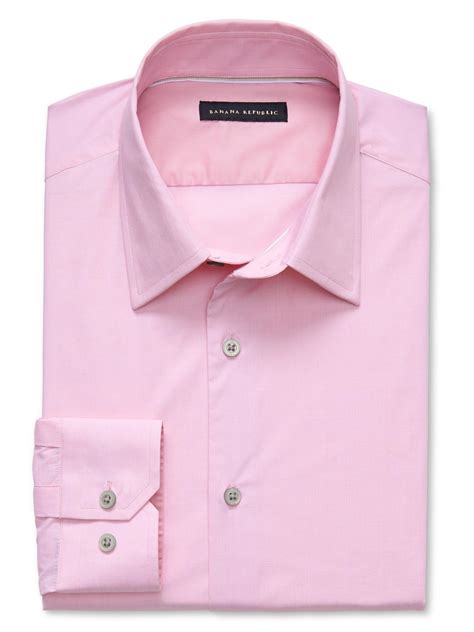 Banana Republic Slim Fit Stretch Poplin Dress Shirt In Pink For Men
