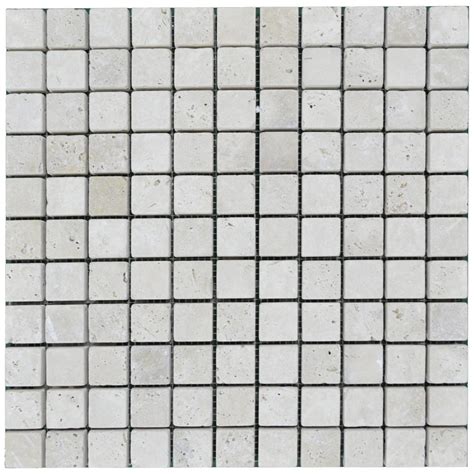 White Tumbled Travertine Mosaic Tiles 1x1 Natural Stone Mosaics
