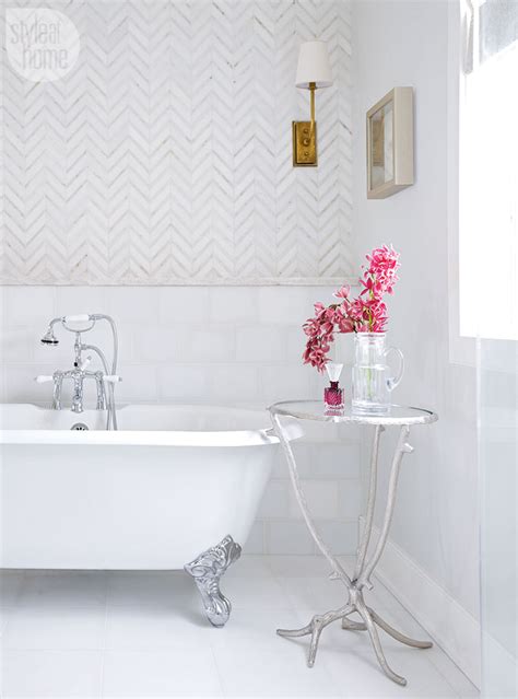 Vintage nos new plastic wall tile artcrest burgandy marble 4 tiles. A Feminine & Glamorous Pink and White Bathroom!