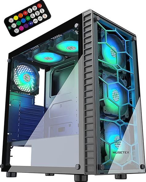 Musetex Atx Pc Case With Mm Argb Fans Computer Gaming Case Mid