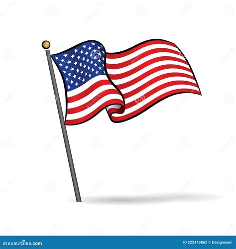 Usa Flag Waving On The Wind Stock Vector Illustration Of Isolated