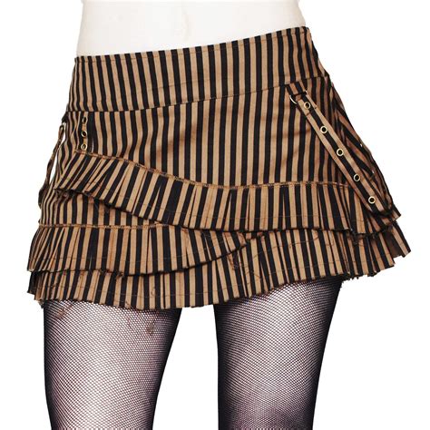 Spin Doctor Rock Lillith Skirt Brown Striped Xl Amazon De Bekleidung Minirock Langer