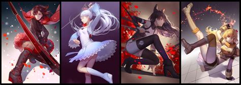 Wallpaper Gadis Fantasi Gadis Anime Kolase Blake Belladonna Rwby Karakter Ruby Rose Yang