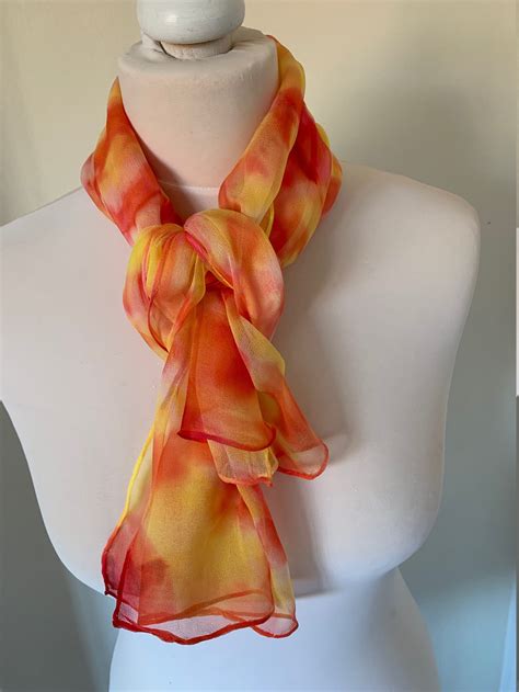 Lovely Hand Painted 100 Silk Chiffon Scarf Etsy