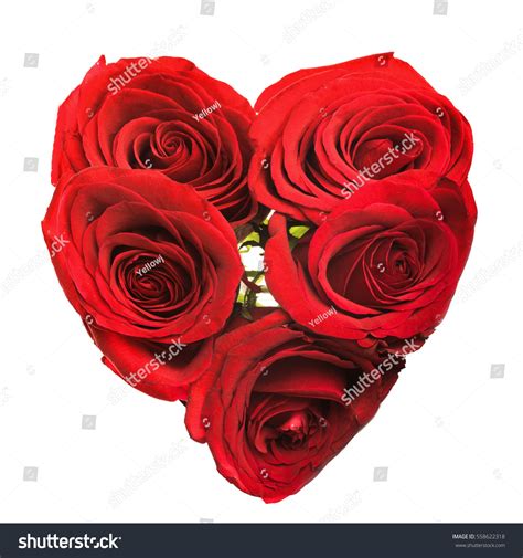 Heart Shaped Bouquet Red Roses Isolated Stock Photo