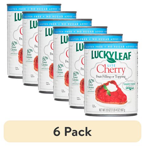 6 pack lucky leaf lite cherry fruit filling and topping 20 oz can