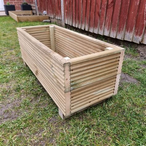 Raised Wooden Decking Planters Plant Pot Handmade Garden Etsy Uk