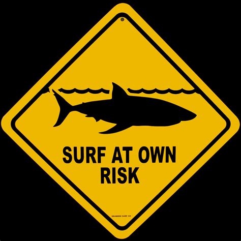 Metal Shark Warning SURF AT OWN RISK Street Sign Beach Bar ...