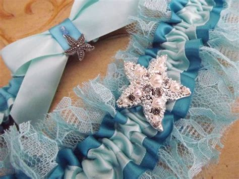 Tiffany Blue And Turquoise Lace Starfish Wedding Bridal Garter Etsy